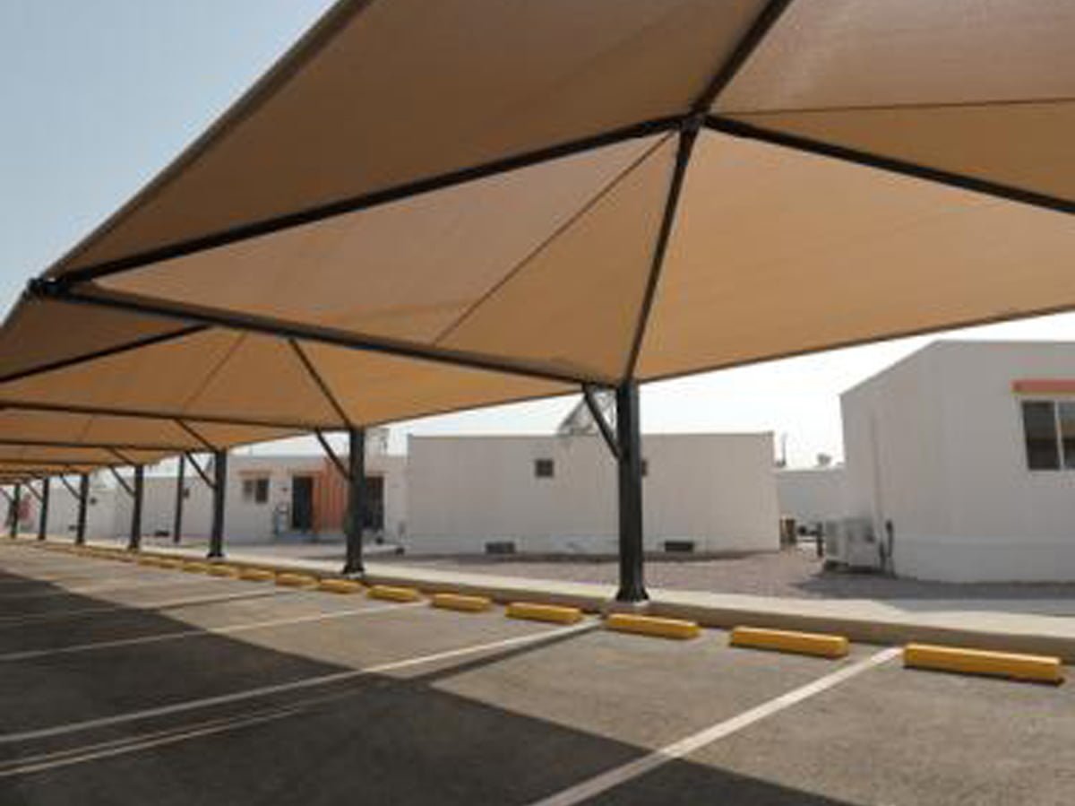 PYRAMID BOTTOM SUPPORT CAR PARKING SHADES (2)